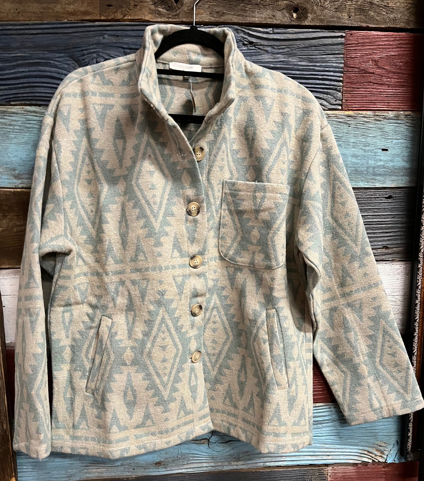 Vintage Western Pattern High Collar Shacket