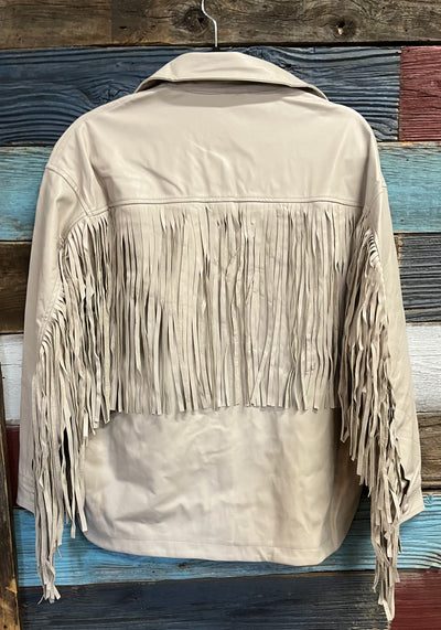 FRINGE TRIM DROP SHOULDER JACKET