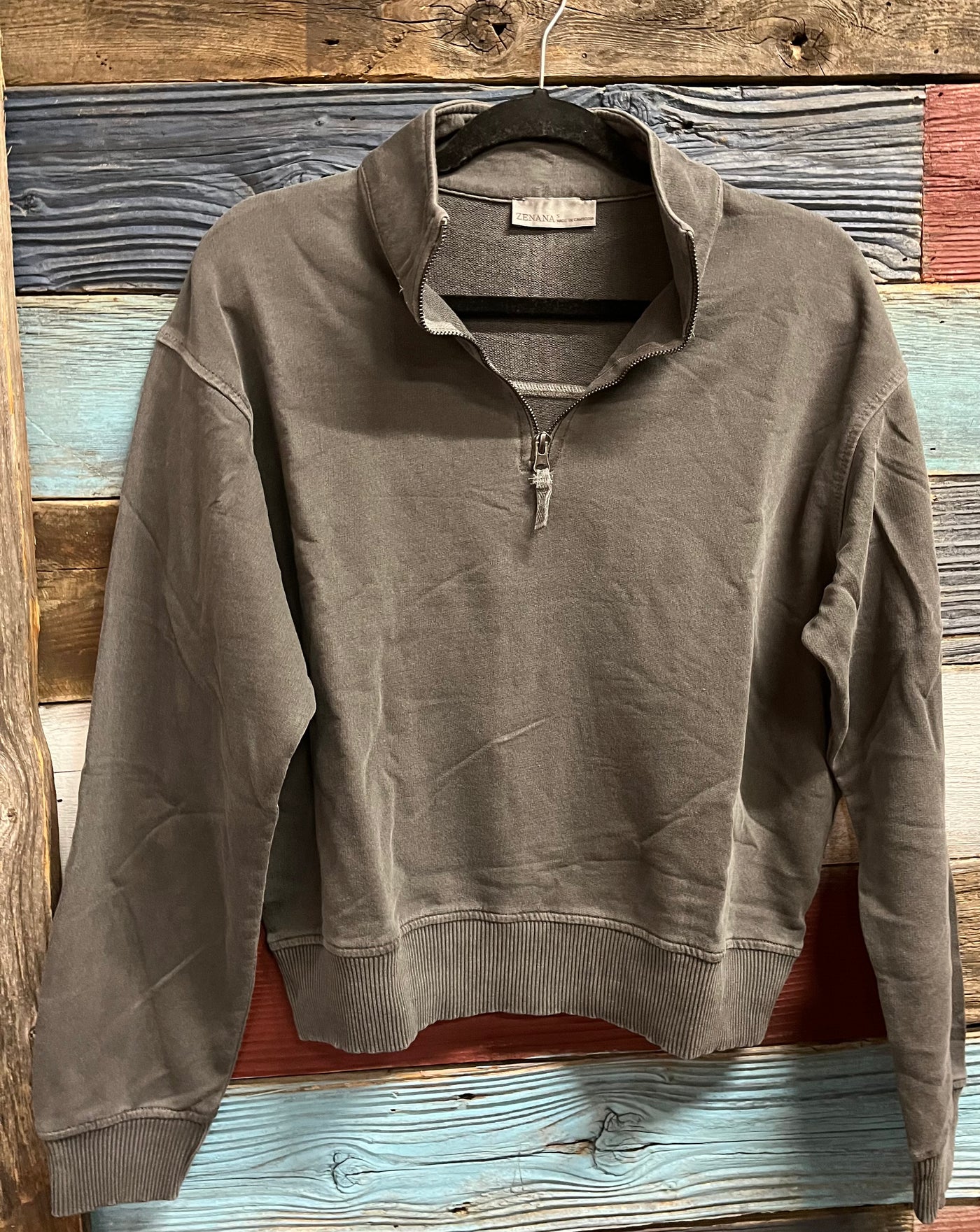 TERRY HALF ZIP SWEATER