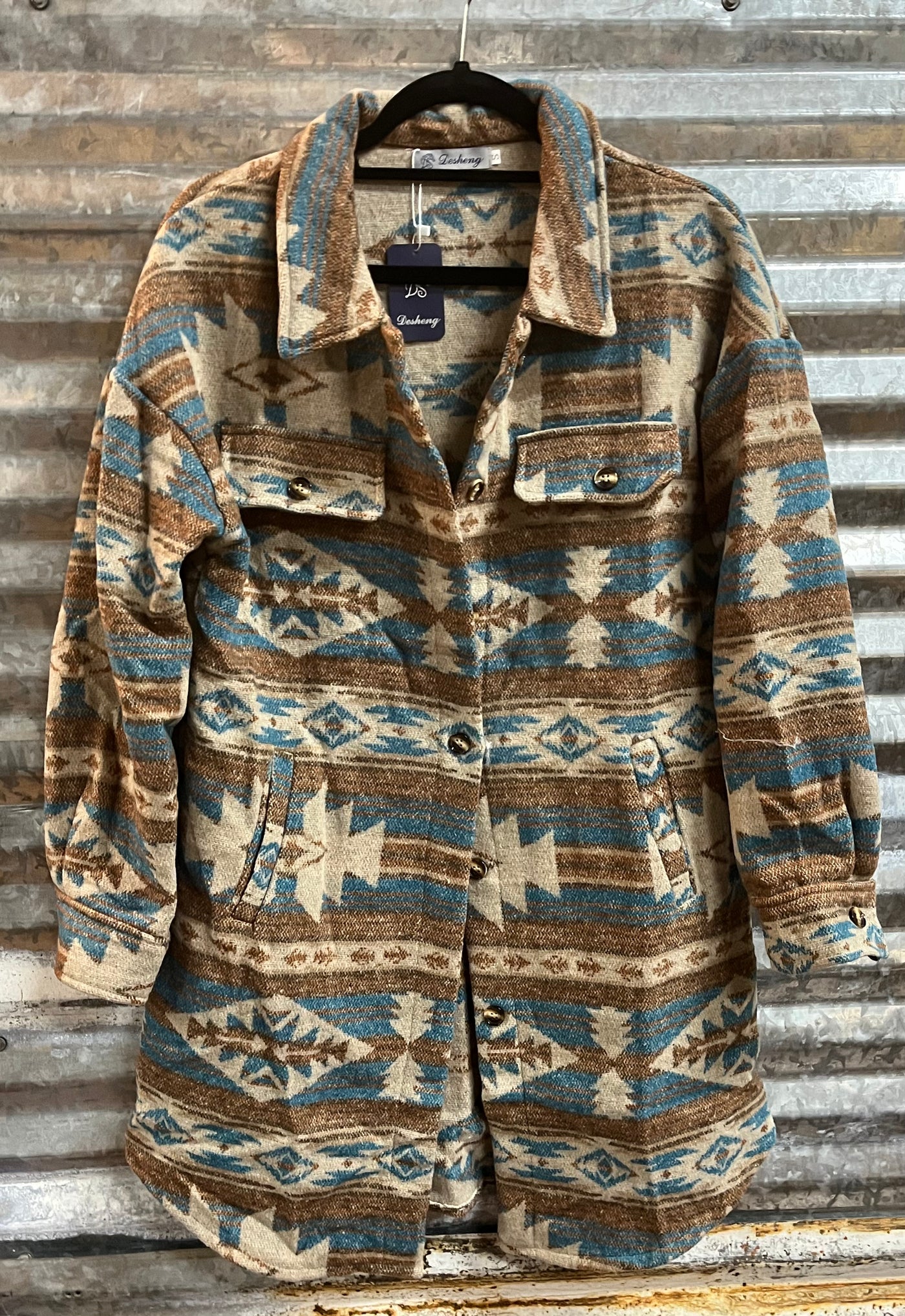 WESTERN AZTEC PATTERN LONG JACKET