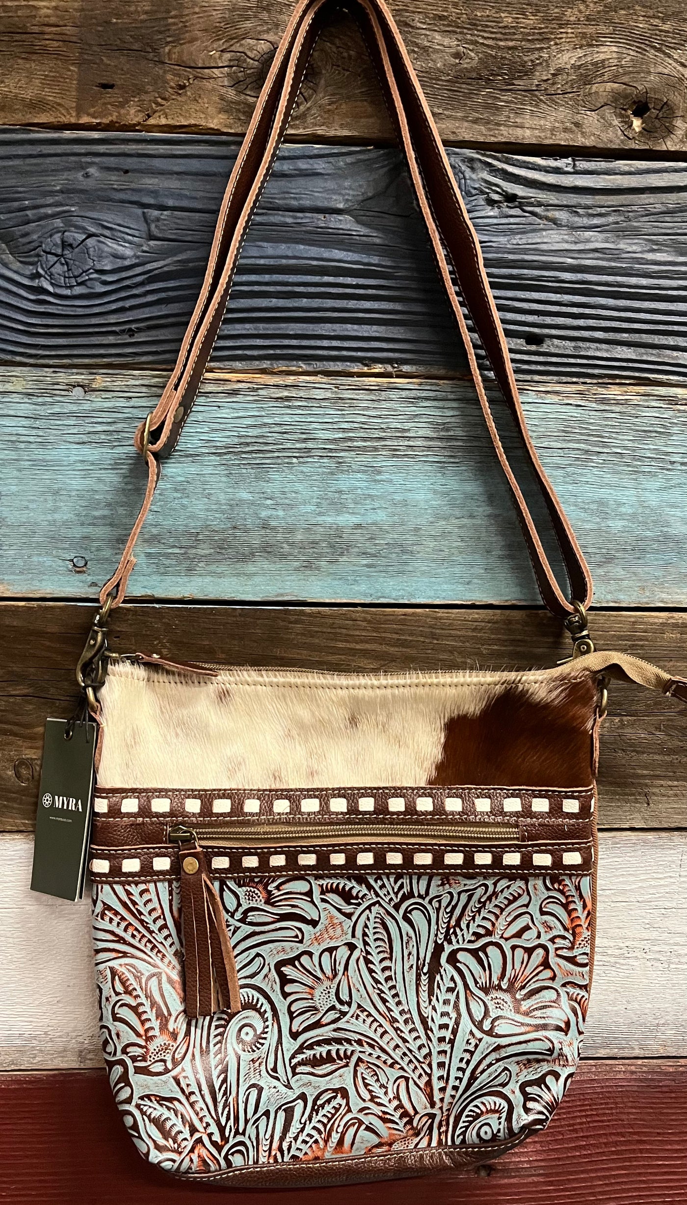 DELPHINE CANVAS & HAIRON CROSSBODY