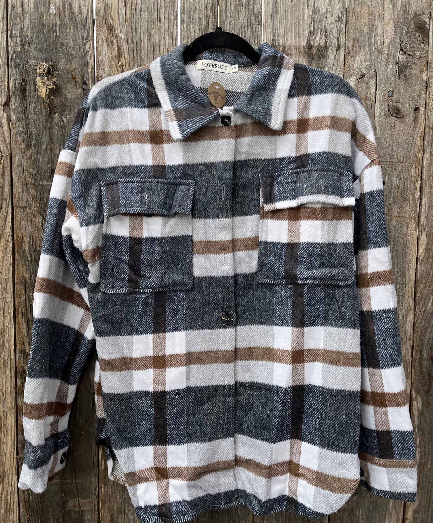 NAVY BLUE PLAID SHACKET