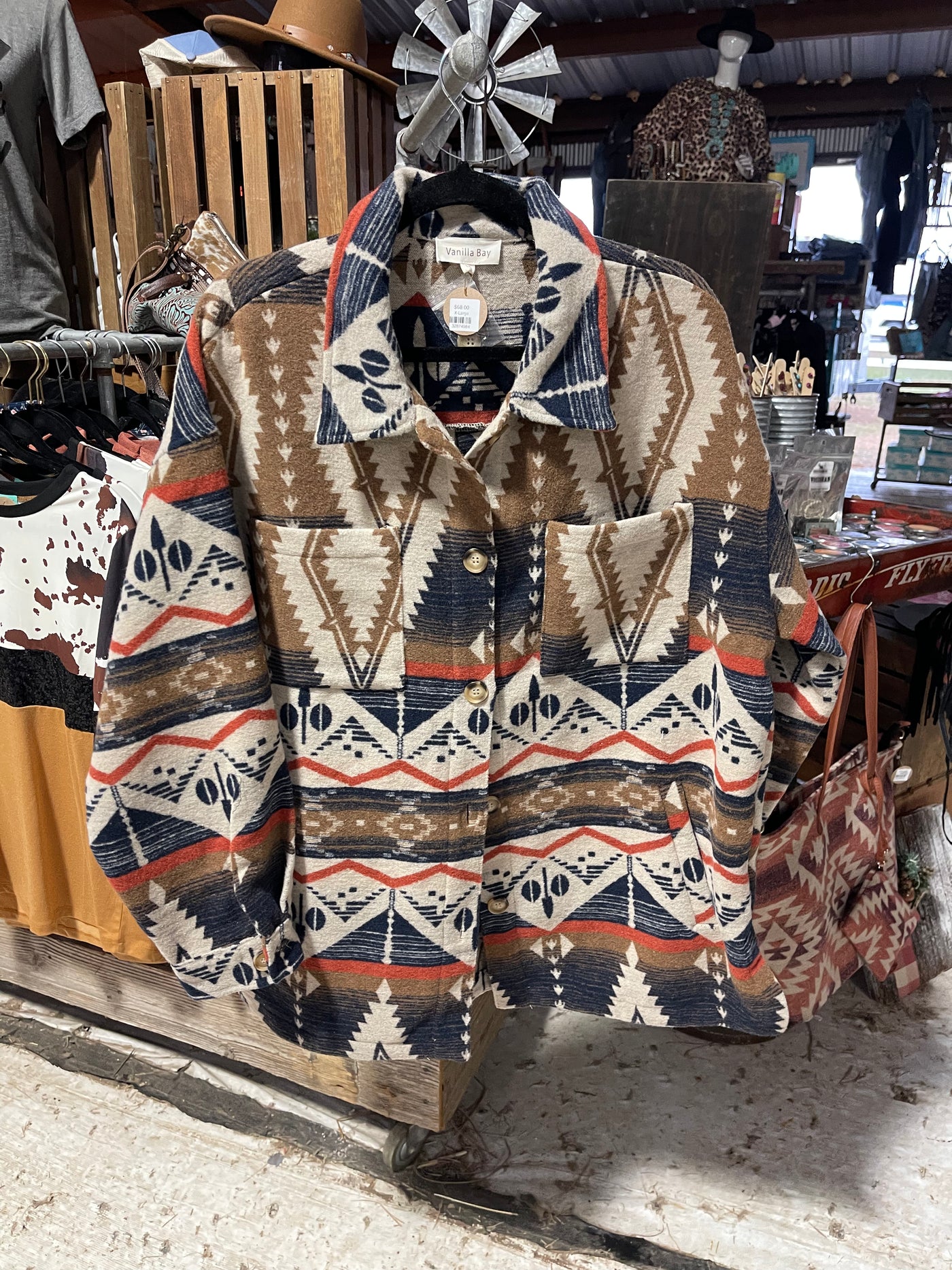 Vintage Western Print Aztec Shacket