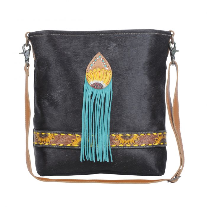 Myra Blue Candle Hand tooled bag *